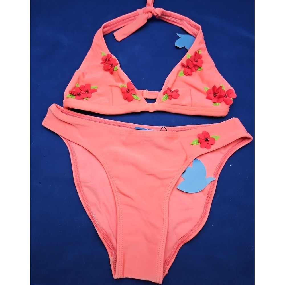 SWIM BATHING Suit Bikini Two Pc Buzios Brazil Small Flower Coral New with Tags